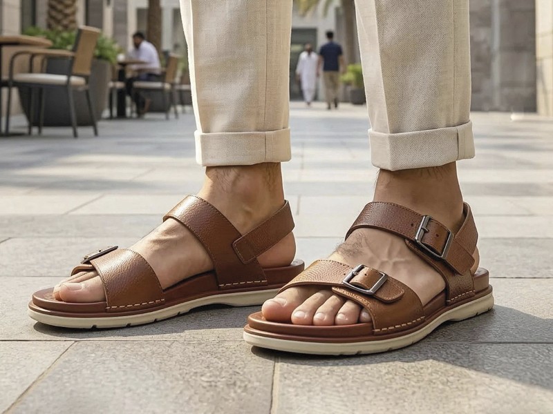 Los marrones organizan colecciones de sandalias masculinas