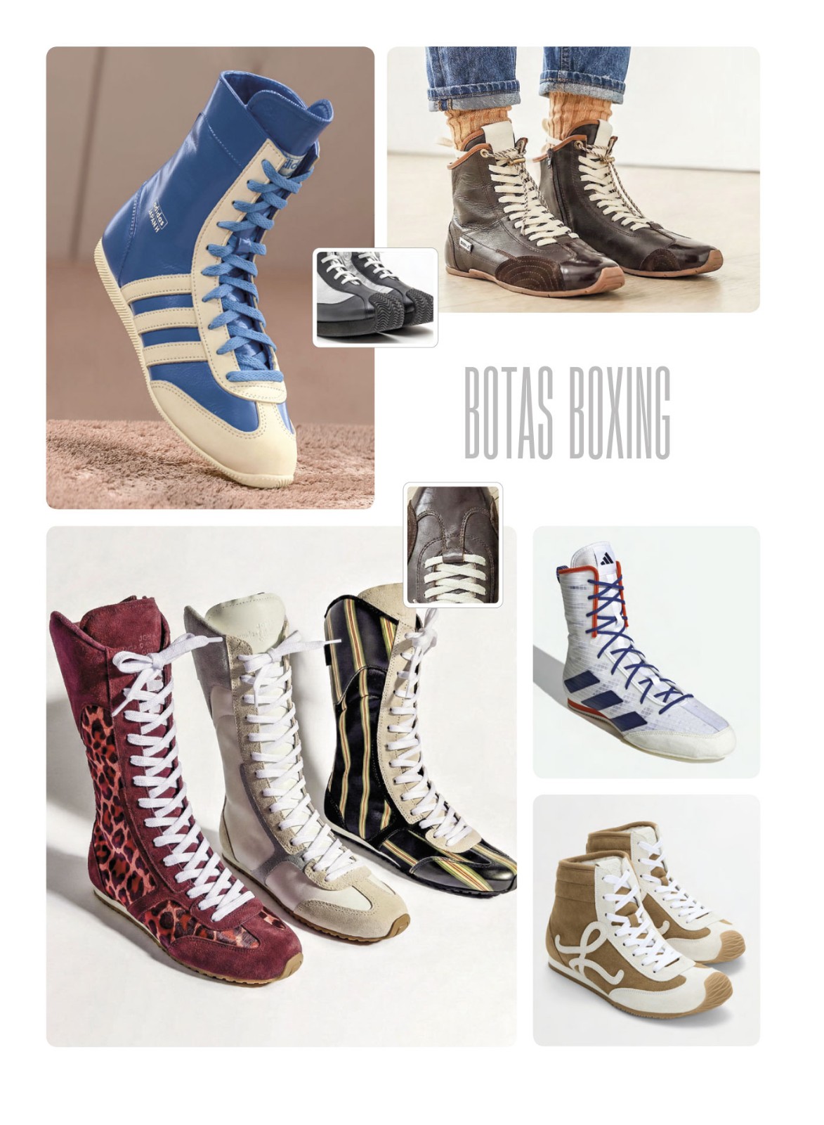 Urban boxing boots with tall shafts and statement lacing