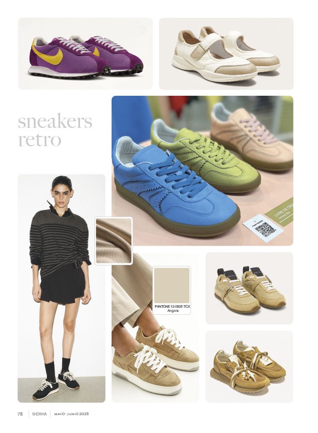 Sneakers retro consolidan suelas gum y color deportivo