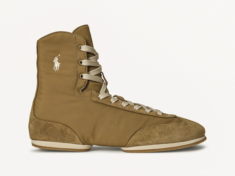 Urban boxing boots with tall shafts and statement lacing