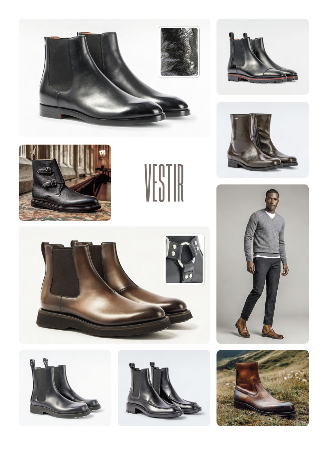 Botines Chelsea y de vestir para hombre en cuero liso