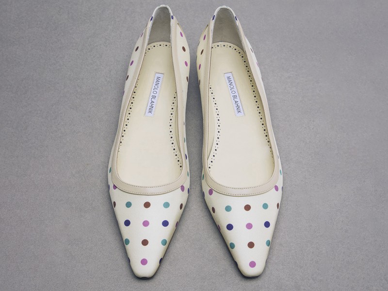 Two-tone contrasts define polka-dot footwear and bags