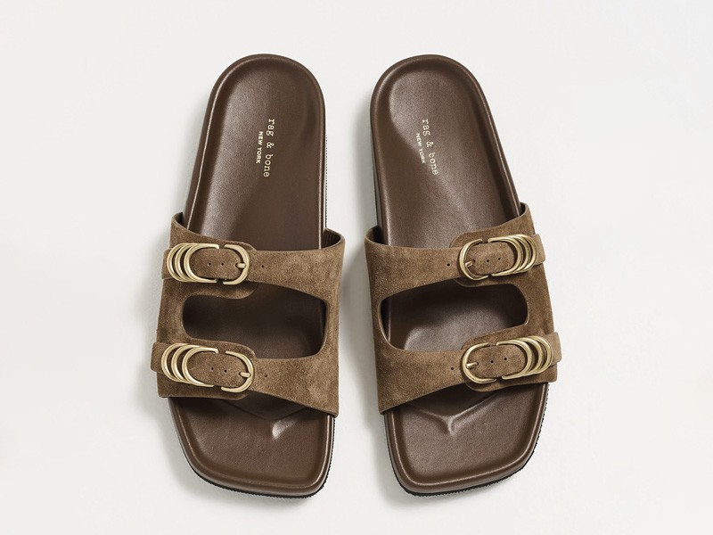 Hardware transforms sandals through buckles, studs and crossings