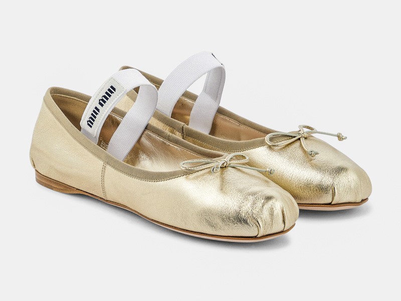 Leather ballerina flats with straps and toe variations