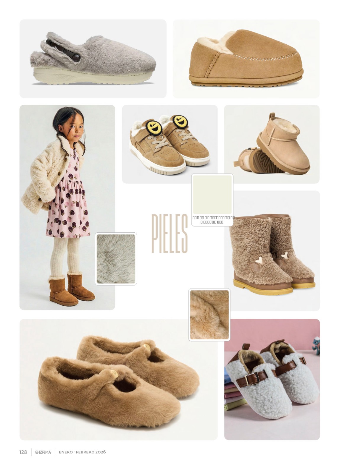 SERMA156-FLIPBOOK--128.jpg Kids footwear with visible fleece textures and warmth