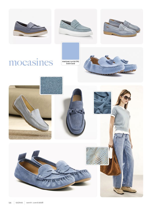Mocasines femeninos suavizan siluetas con azul denim