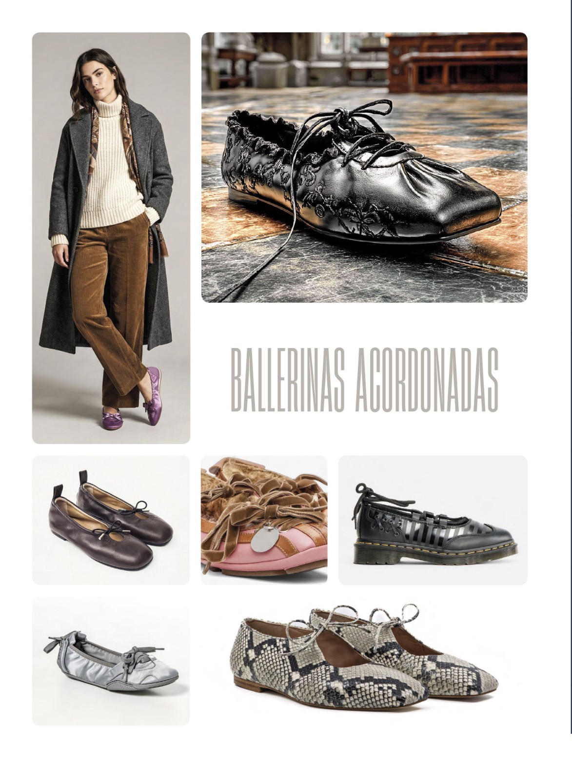 Laced ballerina flats with fine adjustment and urban profile