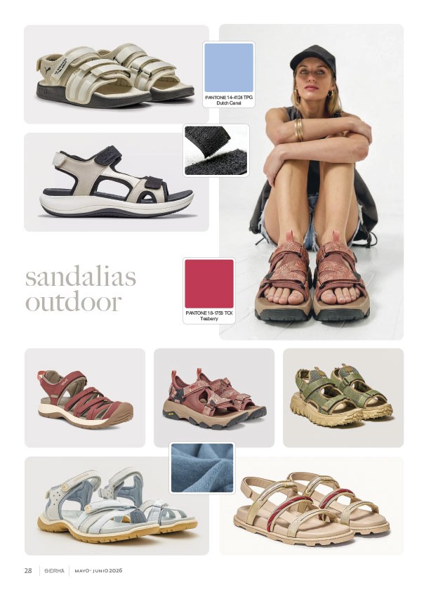 Sandalias outdoor ajustan tiras, cierres y suelas