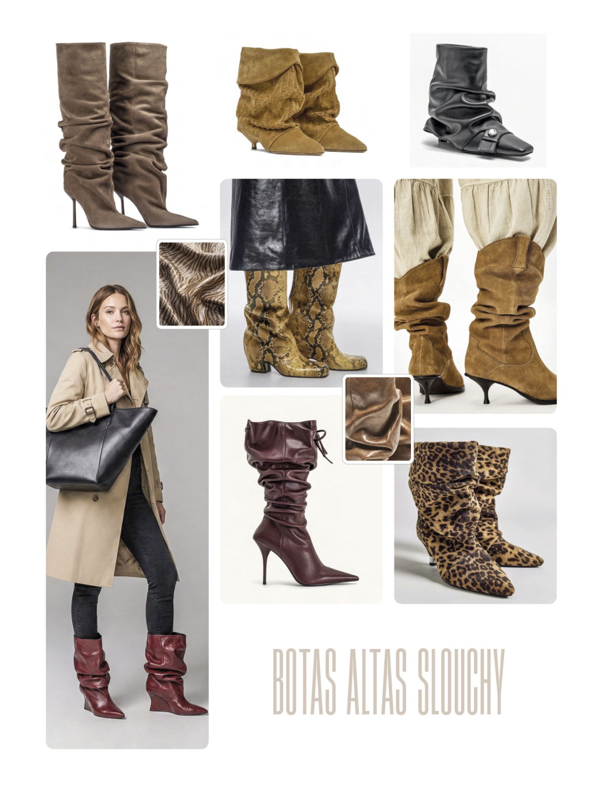 Botas altas slouchy con drapeado hasta la rodilla