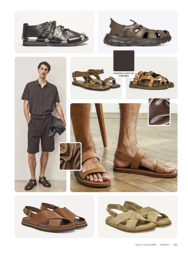 Sandalias masculinas combinan tiras, calados y fondos robustos