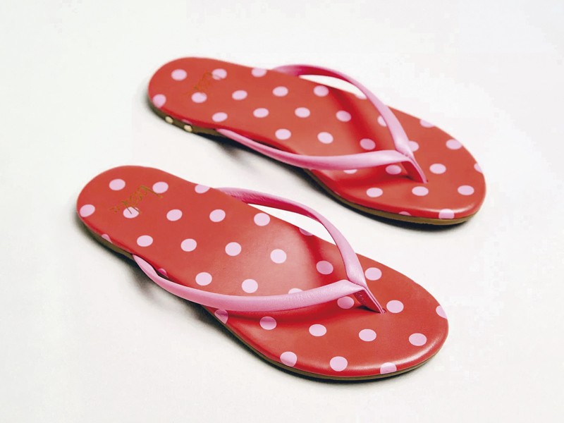 Two-tone contrasts define polka-dot footwear and bags