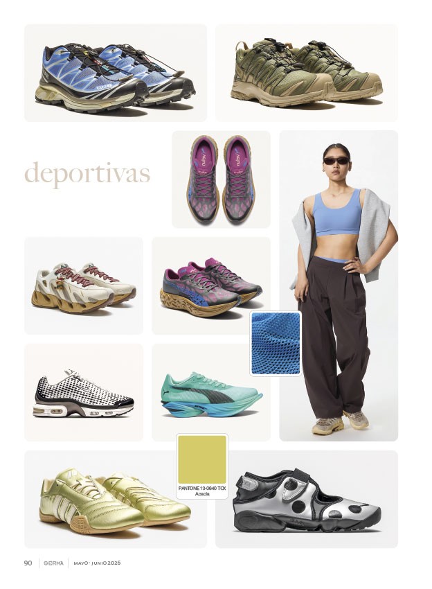 Sneakers deportivas activan mallas, suelas y color técnico