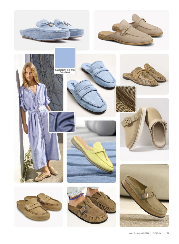 Mules tipo mocasín activan lazos, hebillas y texturas