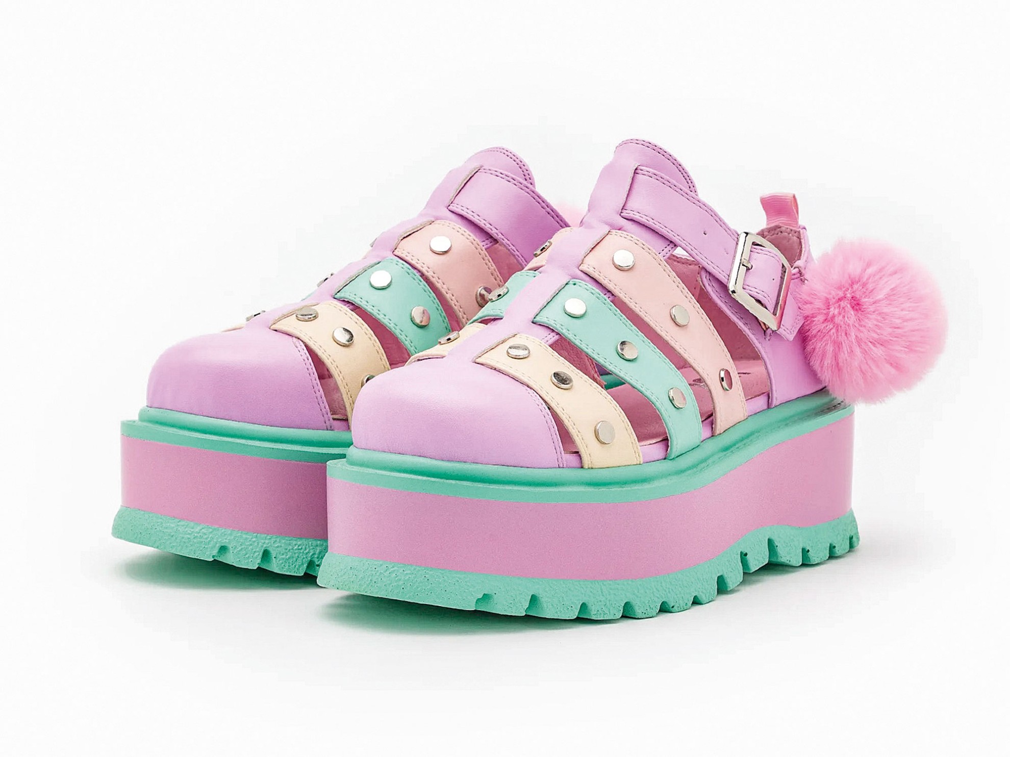 Sandals and slides with platforms