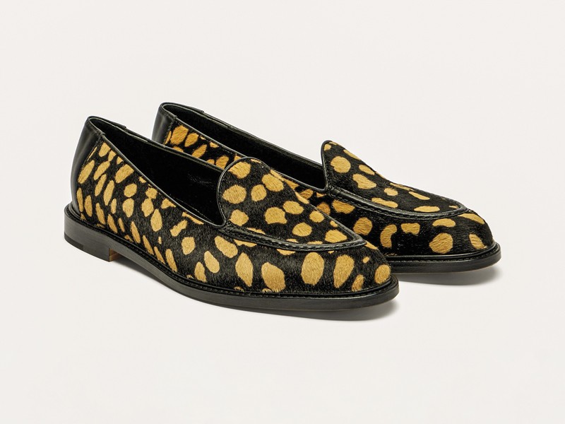 Two-tone contrasts define polka-dot footwear and bags