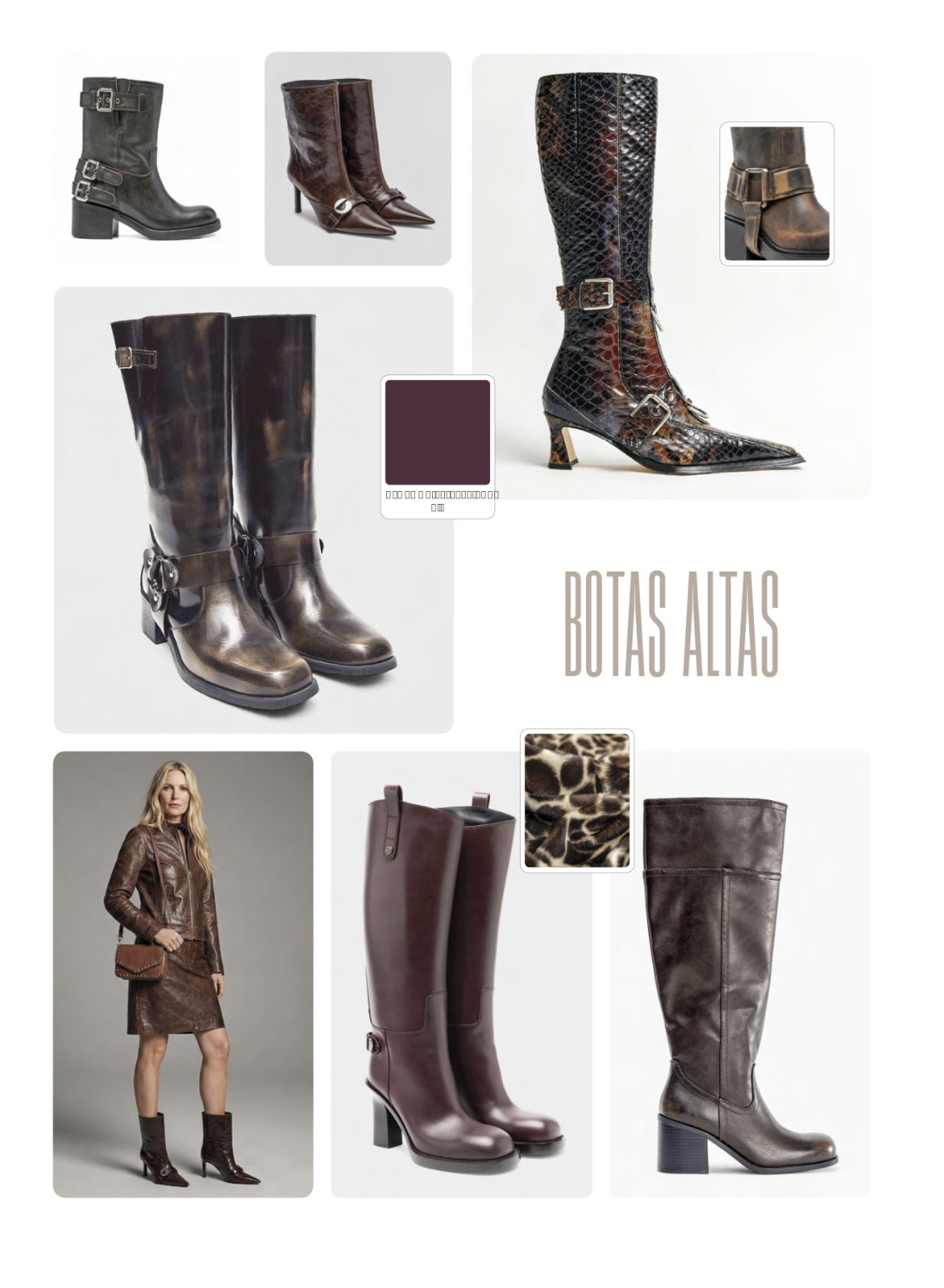 High boots in black and brown with texture focus