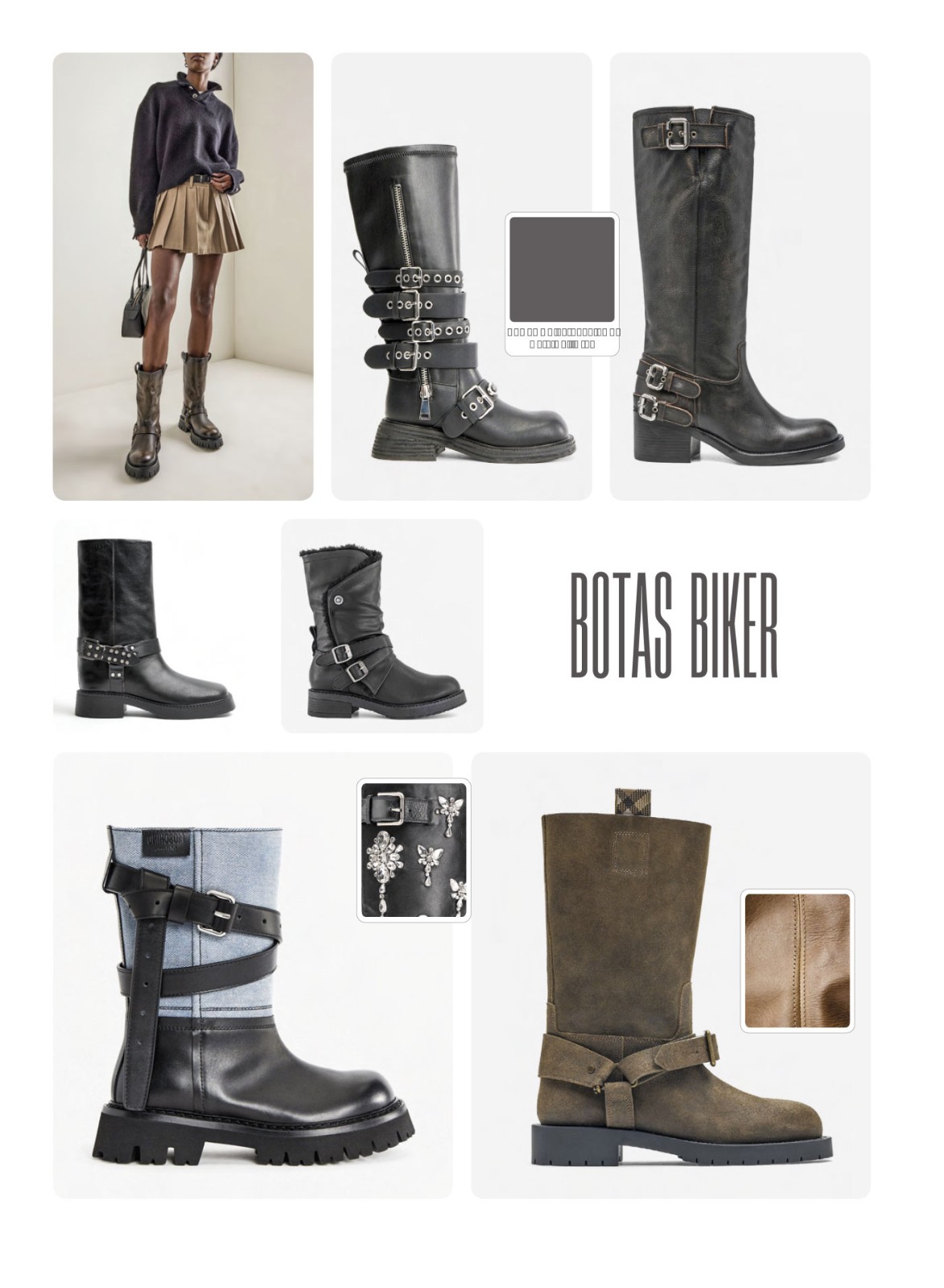 Botas biker con correas, hebillas y suela track