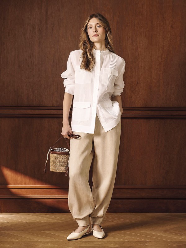 Textured slingbacks highlight pointed toes and back straps