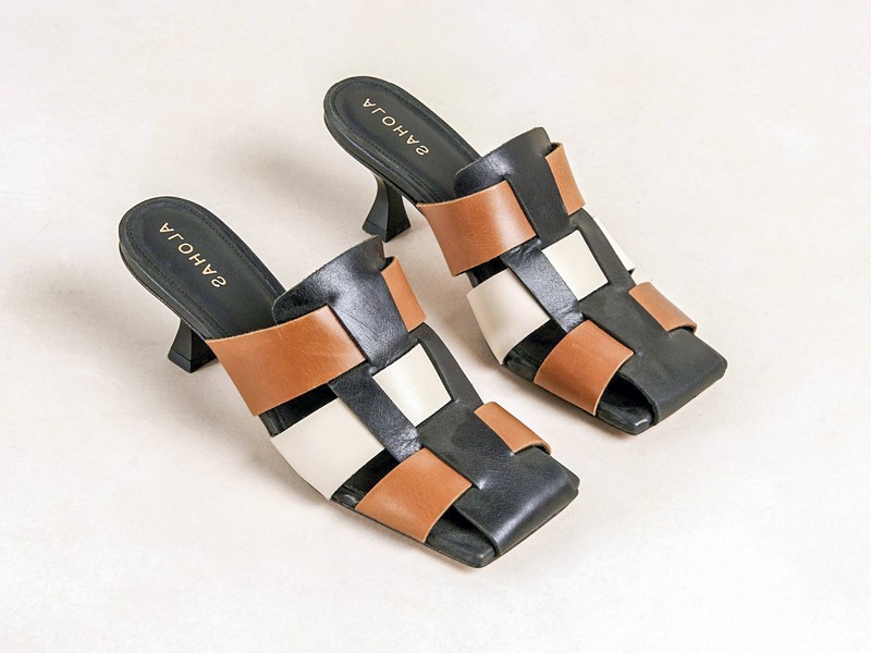 High open-toe mules