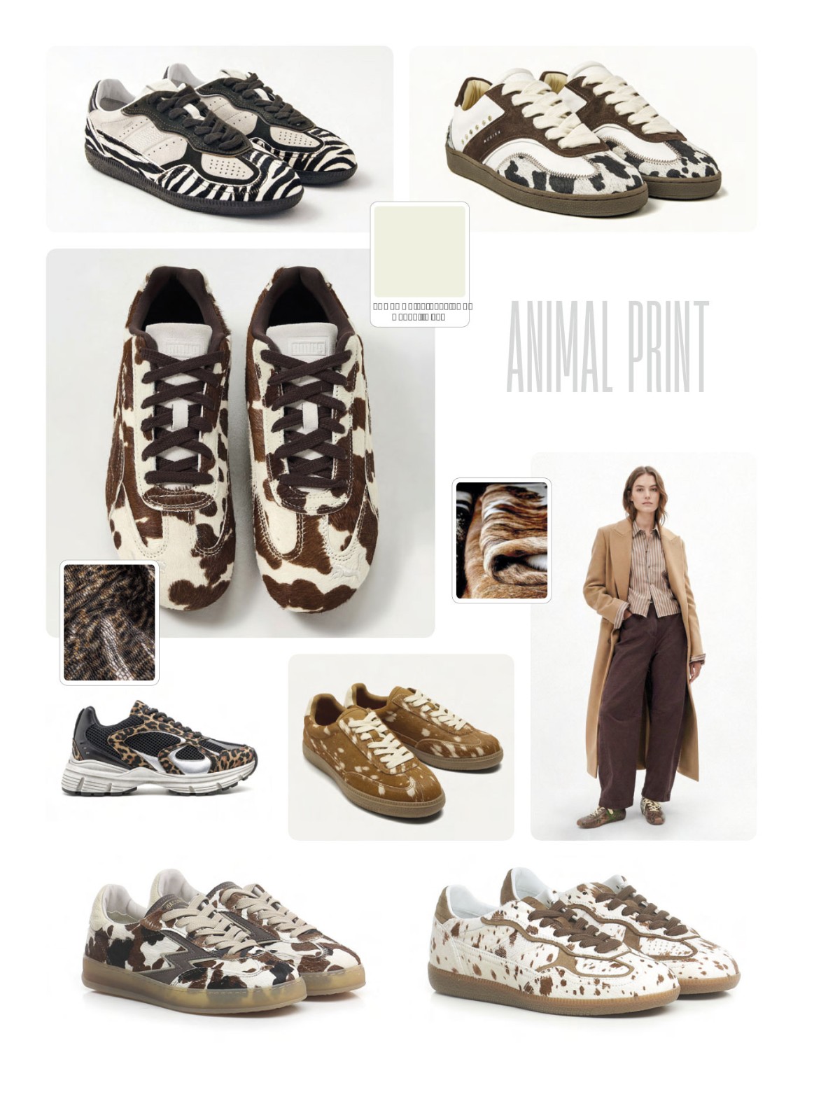 Animal-print sneakers with graphic uppers and contrast details