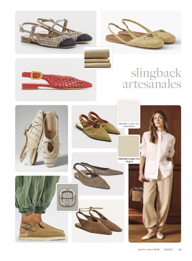 Slingbacks tramados destacan puntas finas y tiras posteriores