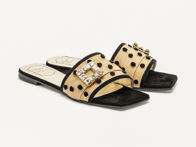 Two-tone contrasts define polka-dot footwear and bags
