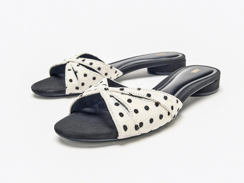 Two-tone contrasts define polka-dot footwear and bags