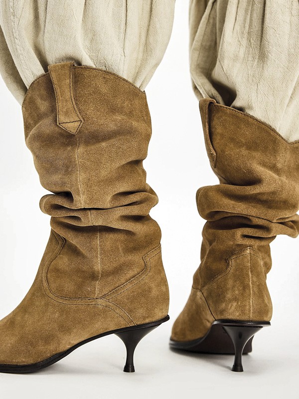 Botas altas slouchy con drapeado hasta la rodilla
