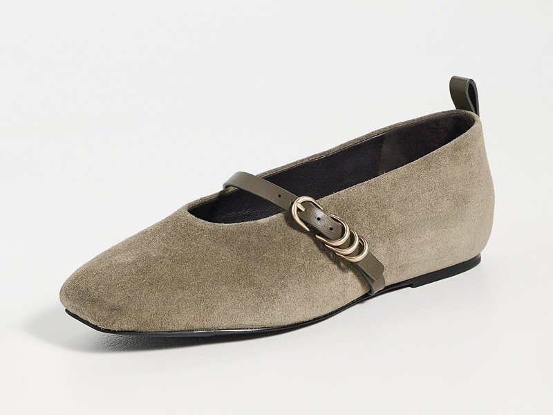 Leather ballerina flats with straps and toe variations