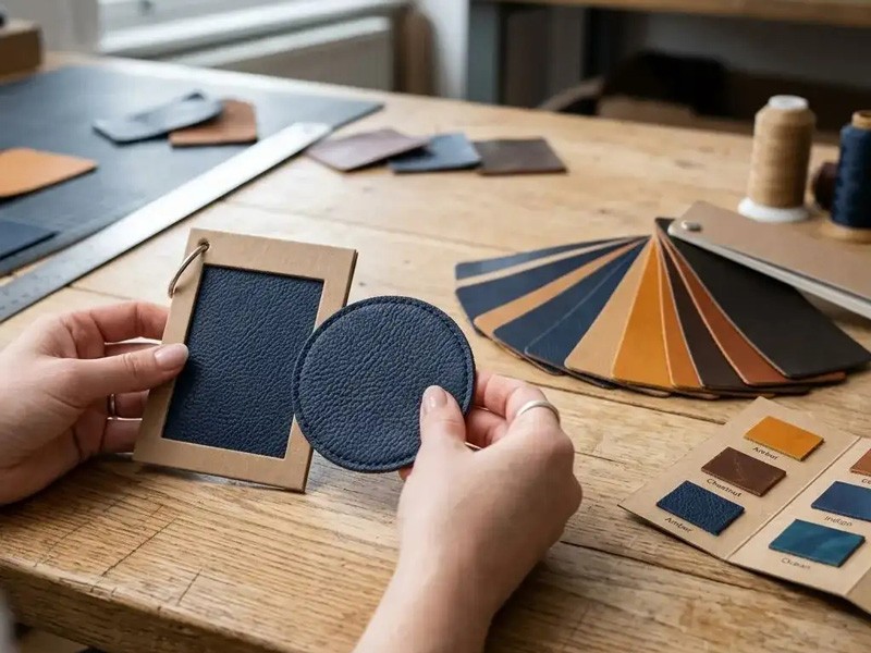 Inspección de consistencia de color comparando el material de producción con la referencia aprobada. Cómo especificar materiales sintéticos para calzado: flexión, hidrólisis, abrasión y aplicación
