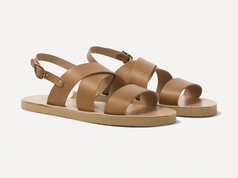 Brown tones organize men's sandal collections