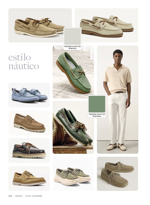 Náuticos masculinos combinan costuras moc, suelas y tonos neutros