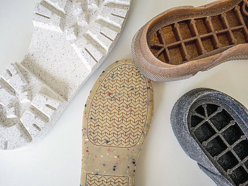 Suelas elaboradas con materiales reciclados, que se adaptan a distintos procesos de fabricación, por moldeo o inyección. Materiales reciclados para calzados