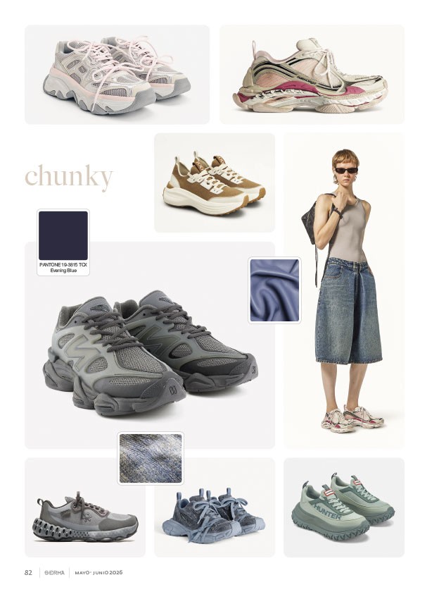 Chunky sneakers reinforce volume, soles and technical layers